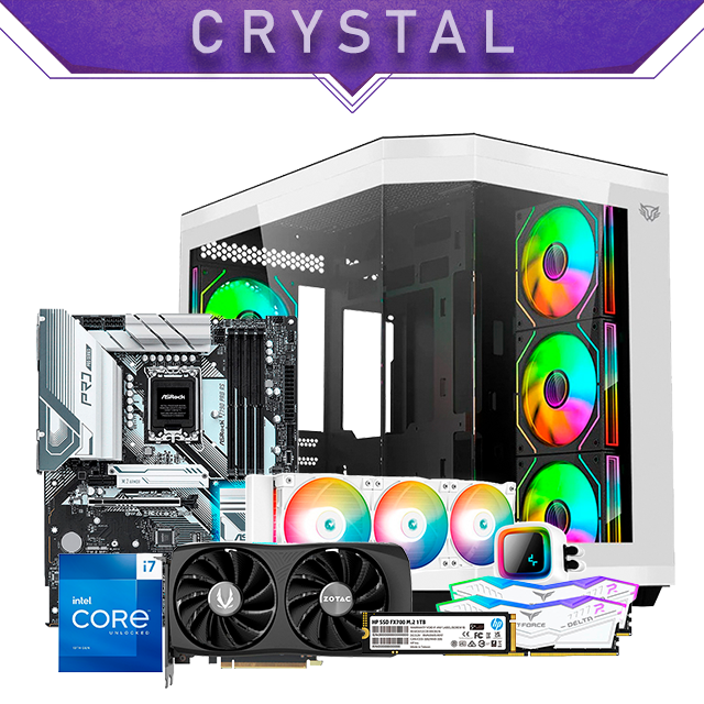 PC Gamer Crystal | Intel Core i7 13700KF | 32GB 6200Mhz | RTX 4060 Ti |  1TB, 7,200 / 6,200 MB/s