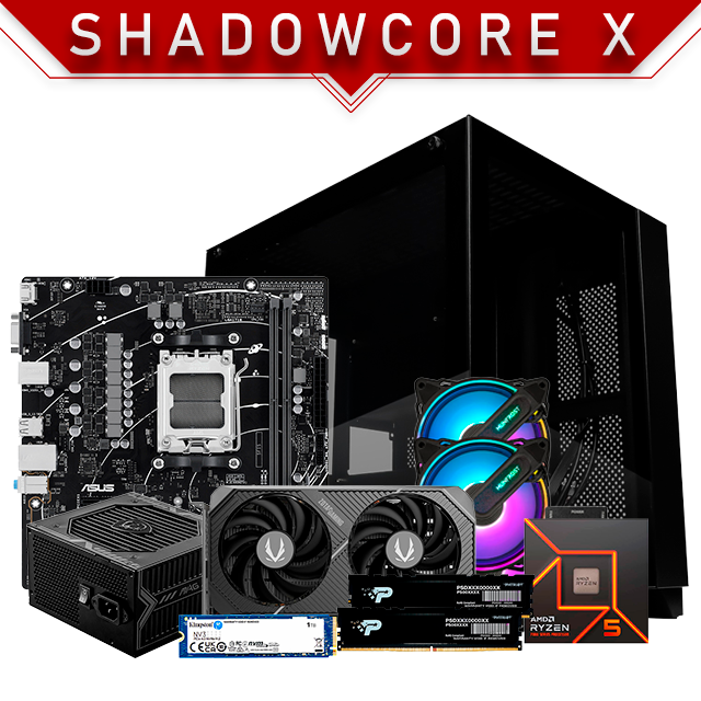 PC Gamer ShadowCore X | AMD Ryzen 5 7600 | Nvidia RTX 5050 8GB | RAM 16GB DDR5 | 1TB M.2 | 3 Ventiladores RGB