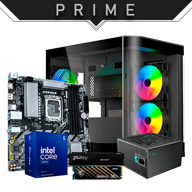 PC Prime | Intel Core Ultra 5 225 | 16GB DDR5 | 500GB NVMe | B860M | 650W Bronze – Graficos integrados