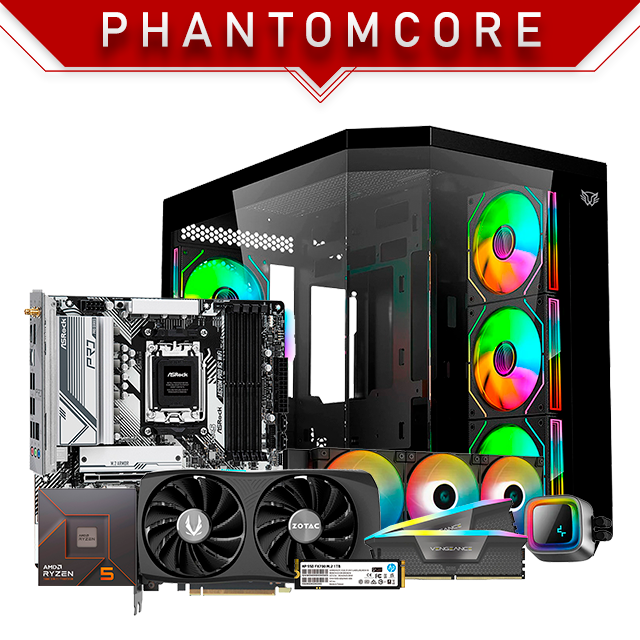 PC Gamer PhantomCore | Ryzen 5 7600X | RTX 4060 Ti Twin Edge OC | 32GB DDR5 6000MHZ | M.2 HP FX700 1TB