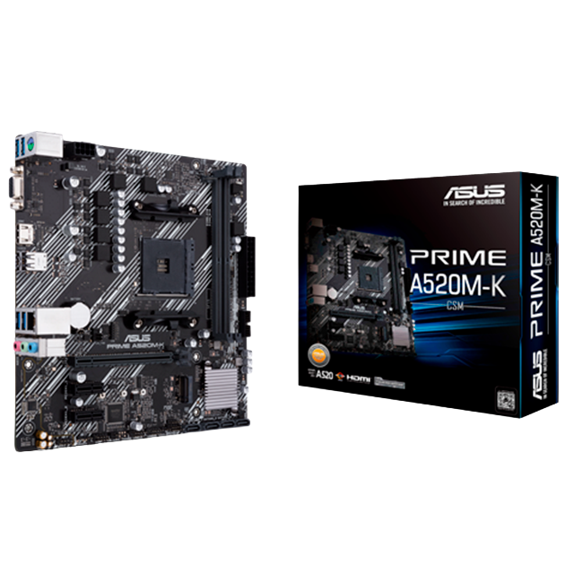 Tarjeta Madre ASUS PRIME A520M-K/CSM, AM4, AMD A520, DDR4, 1× M.2, Micro ATX – PRIME A520M-K/CSM