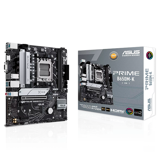 Tarjeta Madre ASUS PRIME B650M-K, AM5, DDR5, 2× M.2, HDMI, VGA, Micro ATX – PRIME B650M-K