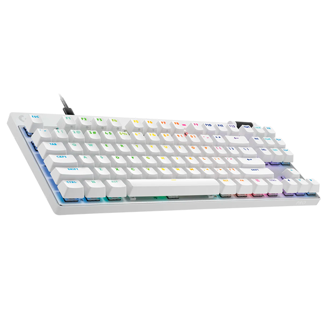 Teclado Mecánico Gamer Logitech PRO X TKL RAPID, Alámbrico, Inglés, Blanco - 920-013132     