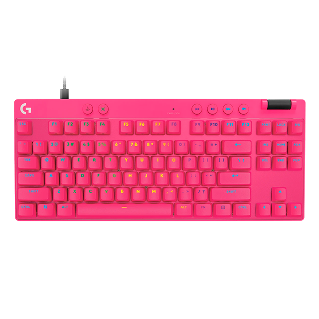 Teclado Mecánico Gamer Logitech PRO X TKL RAPID, Alámbrico, Inglés, Rosa - 920-013133