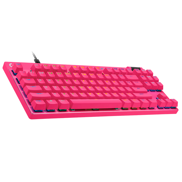 Teclado Mecánico Gamer Logitech PRO X TKL RAPID, Alámbrico, Inglés, Rosa - 920-013133