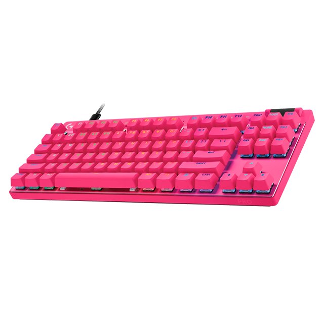 Teclado Mecánico Gamer Logitech PRO X TKL RAPID, Alámbrico, Inglés, Rosa - 920-013133