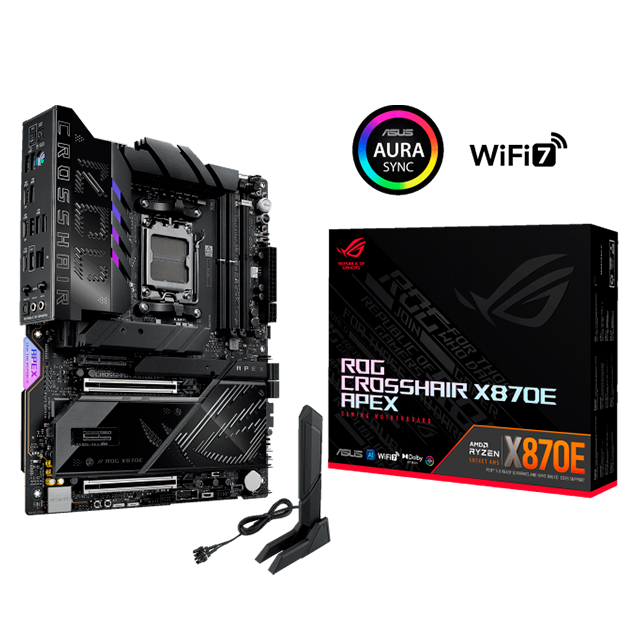 Tarjeta Madre ASUS ROG Crosshair X870E Apex, AM5, AMD X870E, DDR5, PCIe 5.0, 5× M.2, Wi-Fi 7, ATX – ROG CROSSHAIR X870E APEX