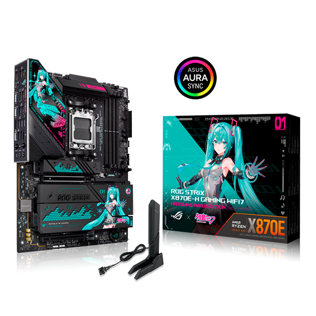 ASUS ROG Hatsune Miku Edition Incluye Tarjeta Madre ASUS ROG STRIX X870E-H, Tarjeta de video ASUS ROG ASTRAL RTX 5080 OC, Enfriamiento Liquido ASUS ROG RYUO IV 360 ARGB ,GABINETE ASUS ROG STRIX HELIOS II GX601S