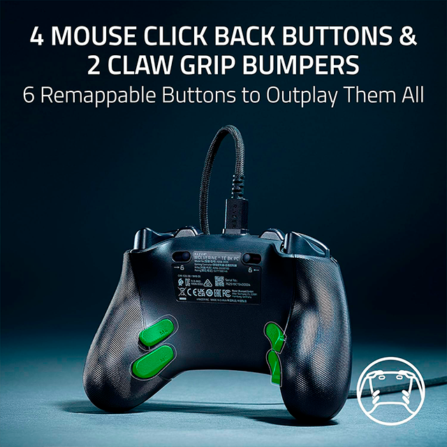 Control Razer Wolverine V3 Tournament Edition, alámbrico, 8K Hz, PC, 6 botones multifunción, gatillos rápidos, negro – RZ06-05550100-R3U1