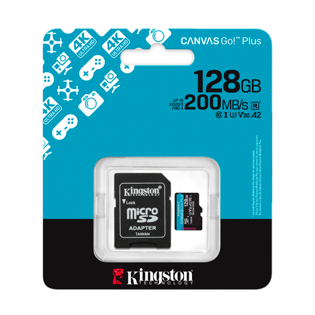 Memoria SD Kingston Canvas Go! Plus 128GB, 170/90 MB/s, UHS-I U3 V30, Clase 10 – SDCG4/128GB