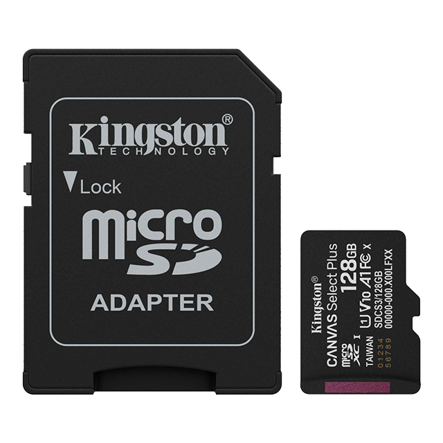 Memoria microSD Kingston Canvas Select Plus Gen3, 128GB, microSDXC, UHS-I, Clase 10, A1 – SDCS3/128GB