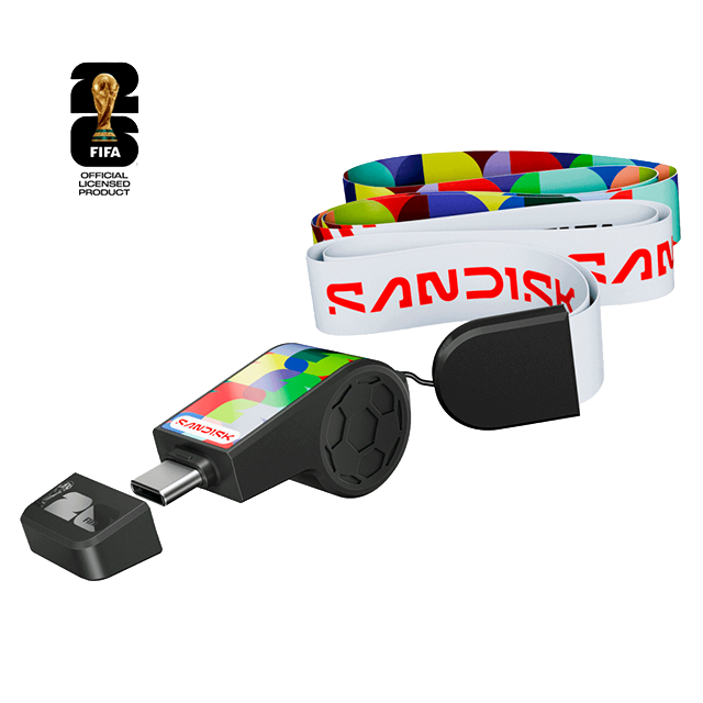 Memoria USB SanDisk 64GB USB-C, Edición Copa Mundial FIFA 2026, Global Edition, lectura 300 MB/s, negra – SDCZIA-064G-G46