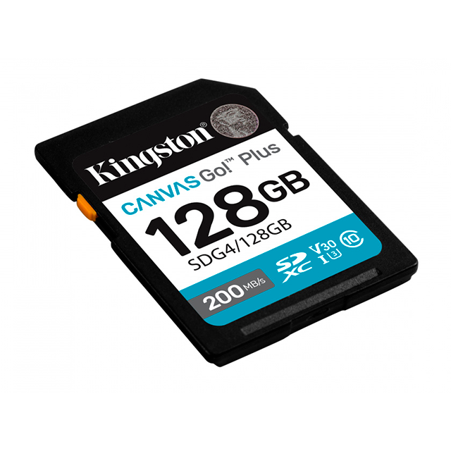 Memoria SD Kingston SDXC Canvas Go Plus, 128GB, UHS-I, V30, Clase 10 - SDG4/128GB