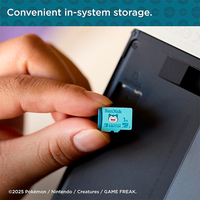Memoria MicroSDXC SanDisk 1TB Para Nintendo Switch Edición Pokémon Snorlax, hasta 100 MB/s, Clase 10, U3, V30, 4K UHD - SDSQXAO-1T00-GN6ZK