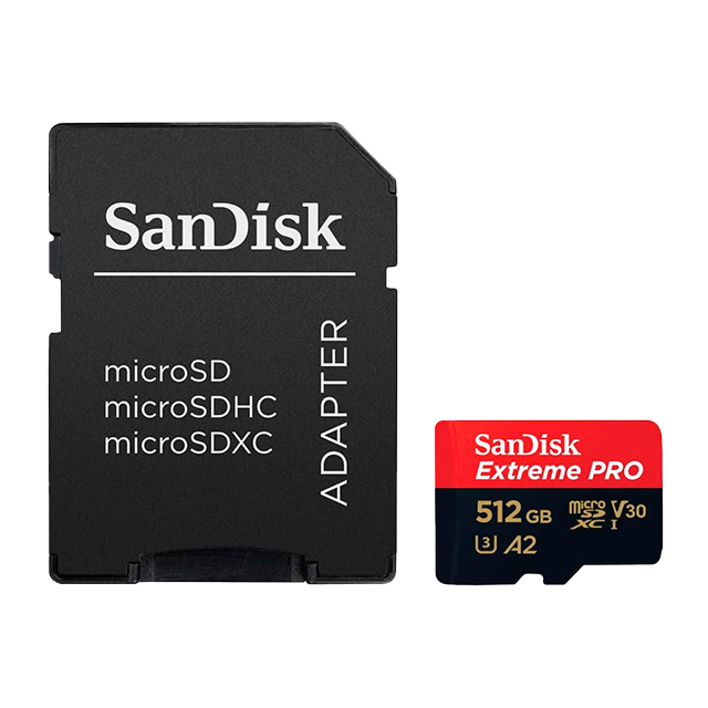 Memoria MicroSDXC SanDisk Extreme PRO, 512 GB, UHS-I, Clase 10, U3, V30, A2, hasta 200 MB/s - SDSQXCD-512G-GN6MA