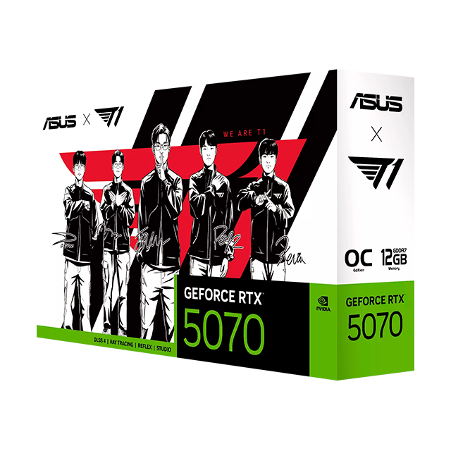 Tarjeta de Video ASUS T1 GeForce RTX 5070 OC Edition, 12GB GDDR7, PCIe 5.0, 3× DisplayPort, HDMI, ARGB – T1-RTX5070-O12G-GAMING