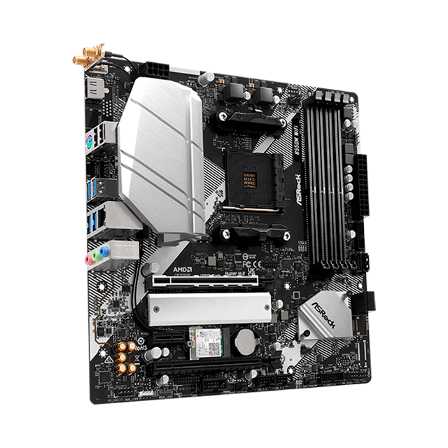 Tarjeta Madre ASRock B550M WiFi, Micro-ATX, Socket AM4, DDR4, PCIe 4.0, 1× M.2, Wi-Fi 6E, Bluetooth 5.2 – B550M WiFi