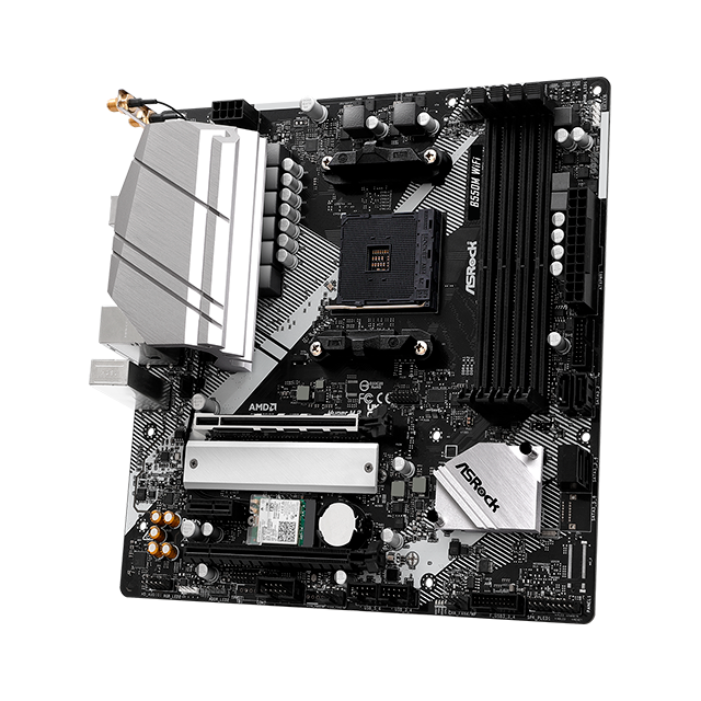 Tarjeta Madre ASRock B550M WiFi, Micro-ATX, Socket AM4, DDR4, PCIe 4.0, 1× M.2, Wi-Fi 6E, Bluetooth 5.2 – B550M WiFi