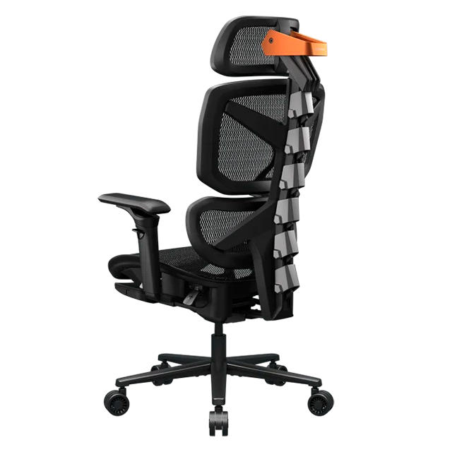 Silla Gamer Ergonómica COUGAR Terminator Air, Mesh, reposapiés retráctil, negro/naranja – CGR-TAR-ORB