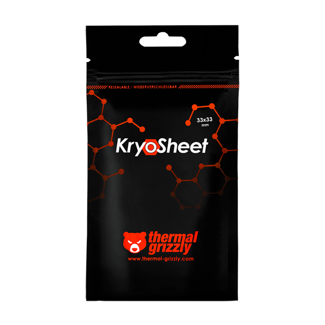 Almohadilla Térmica Thermal Grizzly KryoSheet de Grafeno, 33 × 33 × 0.2 mm, para CPU AMD AM5 y GPU – TG-KS-33-33