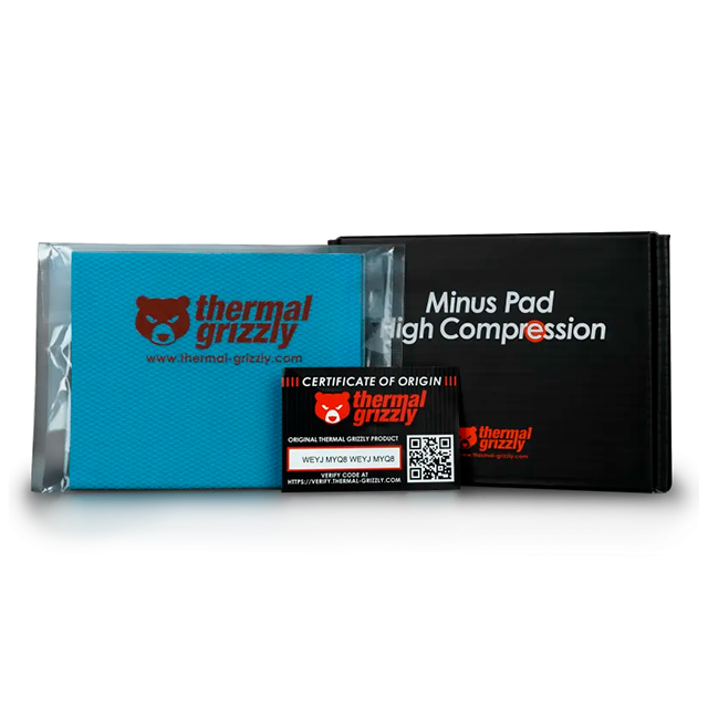 Thermal Pad Thermal Grizzly Minus Pad High Compression, 120 × 100 × 1 mm, 2 piezas, aislante eléctrico – TG-MP-HC-120-100-10-2