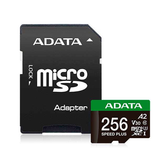 Tarjeta de Memoria MicroSD ADATA Speed Plus, 256GB, Clase 10, UHS-I, U3, V30, A2, con Adaptador – UD256GUI3V30A2SP-RA1
