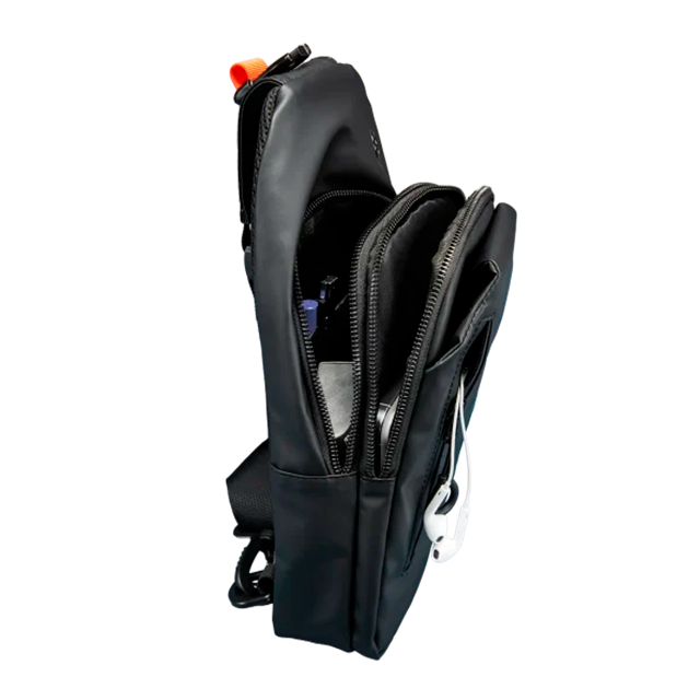 Mochila Crossbody COUGAR Uniride, Sling Bag 4 L, 2 Compartimentos Principales, Resistente al Agua, Puerto USB-A, Negro – 3MUNINXB.0001