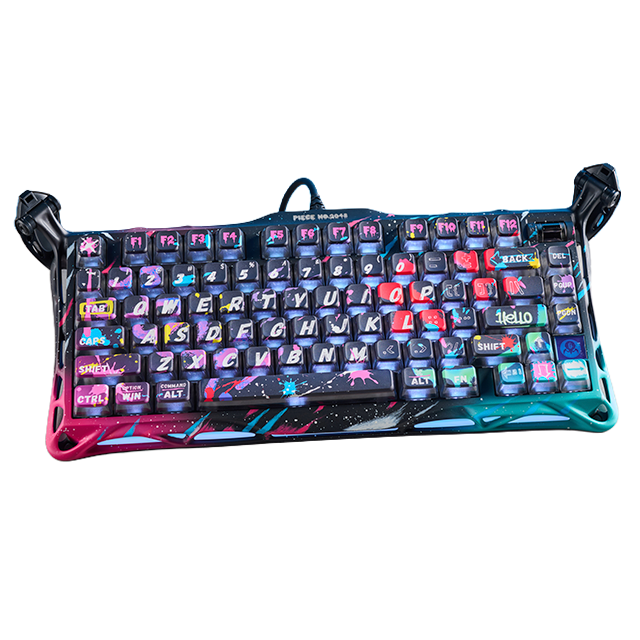 Teclado Gamer GravaStar Mercury V75 Pro Special Edition Neon Graffiti, 75%, switches magnéticos Hall Effect, 8000Hz, RGB, USB-C – GS V75 PRO_U_CG_BLK
