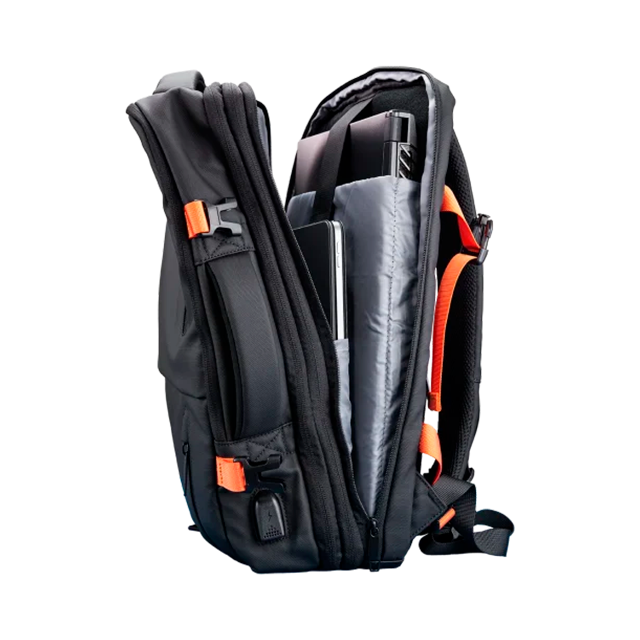 Mochila COUGAR Vanguard para Laptop de hasta 17.3", 25–30 L Expandible, Resistente al Agua, Ergonómica, Puerto USB-A, Negro – 3MVANNXB.0001