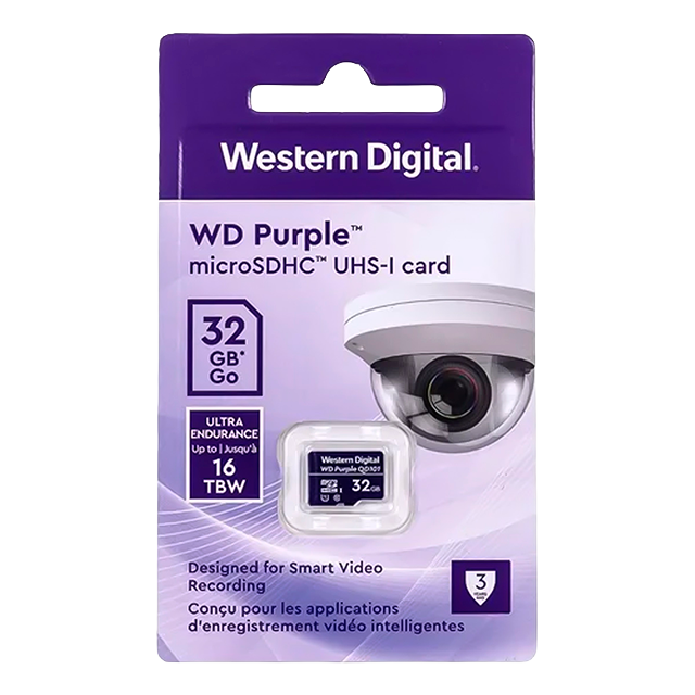 Tarjeta microSD WD Purple SC Ultra Endurance, 32GB, Para Videovigilancia – WDD032G1P0C
