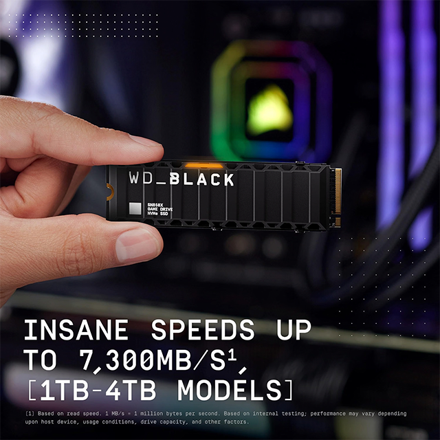 Unidad de Estado Solido SSD WD_BLACK SN850X NVMe 4 TB con Disipador Térmico, M.2 2280, PCIe 4.0 ×4, Lectura 7300 MB/s, Escritura 6600 MB/s – WDS400T2XHE-00BCA0