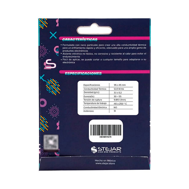 Thermal Pad Stejar WVR-DF-95-45-20, 95 × 45 × 2.0 mm, 12.8 W/mK, alto rendimiento, gris – WVR-DF-95-45-20