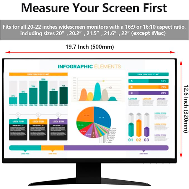 Filtro de Privacidad RedANGEL para Monitor 22", paquete de 2, antirreflejo, protección visual – X004QQBHWF