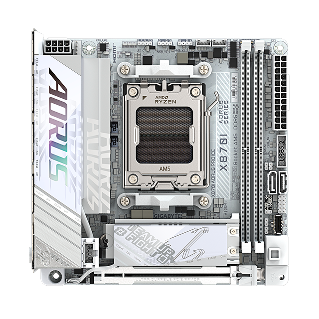 Tarjeta Madre Gigabyte X870I AORUS Pro Ice, AM5, DDR5, PCIe 5.0, 2× M.2, Mini-ITX – X870I AORUS Pro Ice