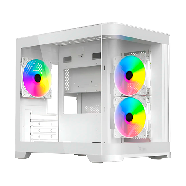 Gabinete Xzeal Curvo, Blanco, M-ATX/ITX, 3 Ventiladores RGB, Panel Lateral Transparente – XZGAMC3W