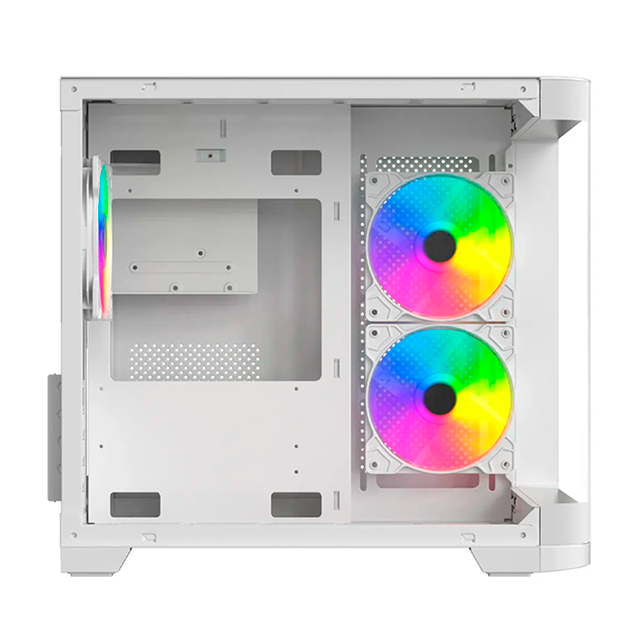 Gabinete Xzeal Curvo, Blanco, M-ATX/ITX, 3 Ventiladores RGB, Panel Lateral Transparente – XZGAMC3W