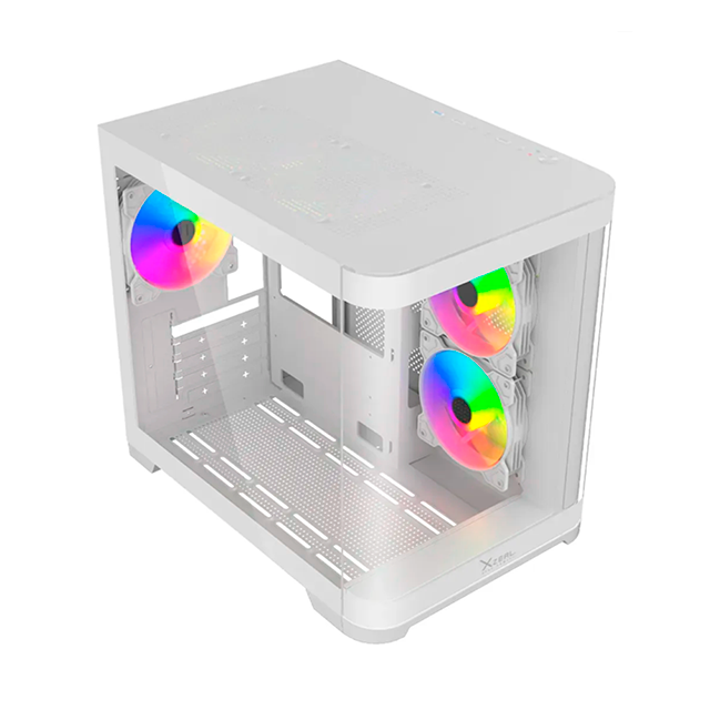 Gabinete Xzeal Curvo, Blanco, M-ATX/ITX, 3 Ventiladores RGB, Panel Lateral Transparente – XZGAMC3W