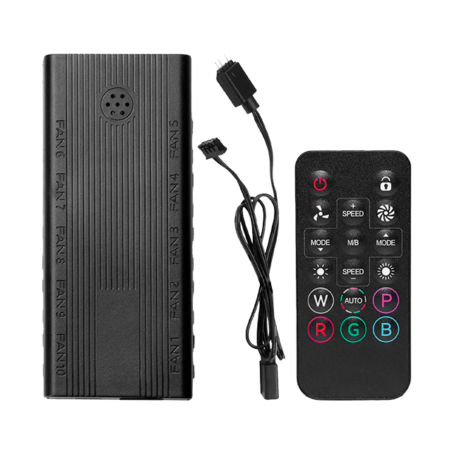 Hub Controlador para Ventiladores Xzeal XZ1116 ARGB, Adaptadores de 3 y 4 Pines, Control Remoto, Negro – XZHUB01B