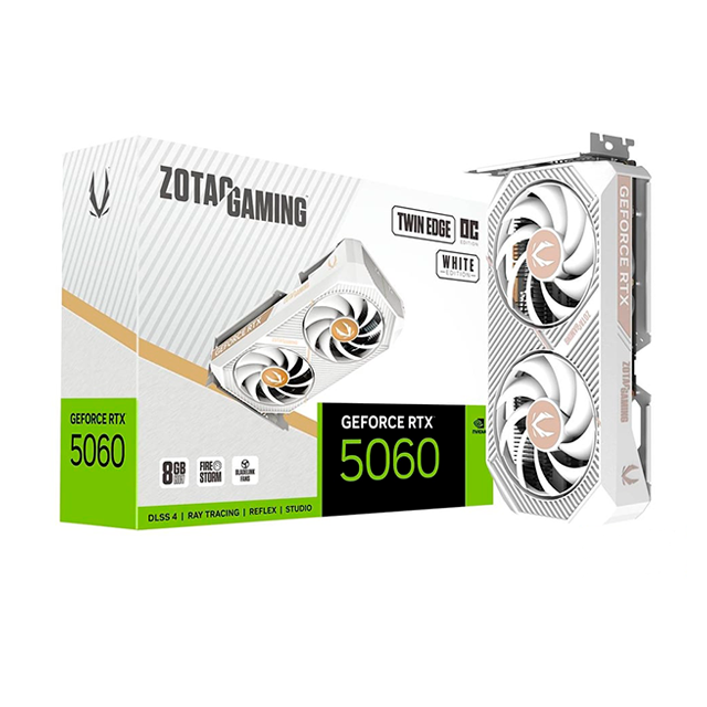 Tarjeta de Video ZOTAC GAMING NVIDIA GeForce RTX 5060 TWIN EDGE OC WHITE, 8GB GDDR7, PCIe 5.0, Dual Fan – ZT-B50600Q-10M