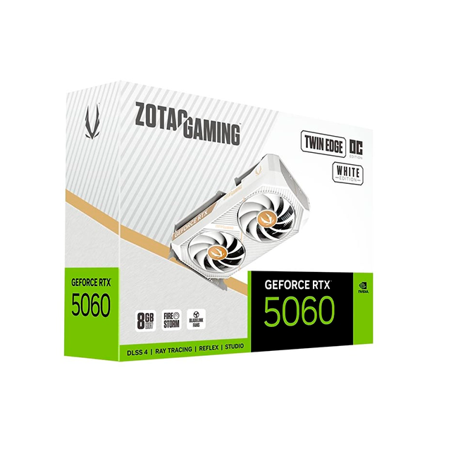 Tarjeta de Video ZOTAC GAMING NVIDIA GeForce RTX 5060 TWIN EDGE OC WHITE, 8GB GDDR7, PCIe 5.0, Dual Fan – ZT-B50600Q-10M