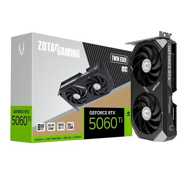 Tarjeta de Video ZOTAC GAMING GeForce RTX 5060 Ti Twin Edge OC, 8GB GDDR7, PCIe 5.0 – ZT-B50610H-10A