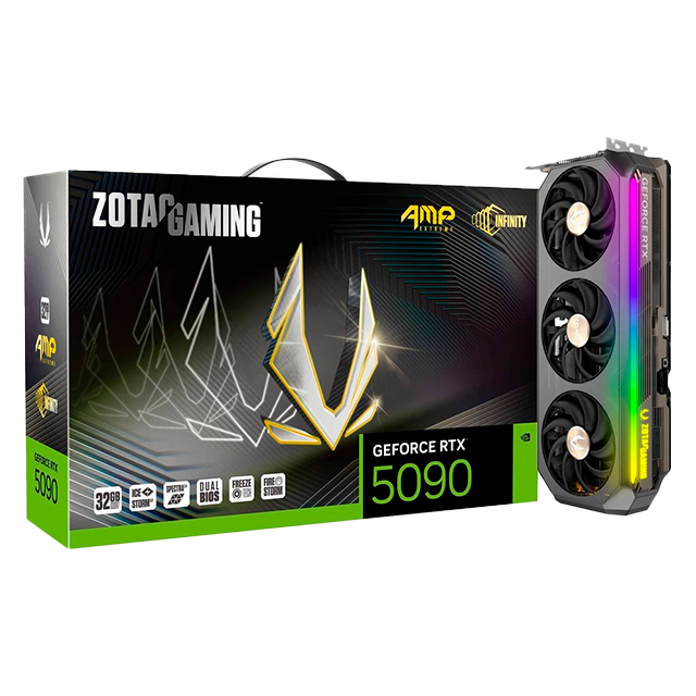 Tarjeta de Video ZOTAC GAMING NVIDIA GeForce RTX 5090 AMP Extreme INFINITY, 32GB GDDR7, PCIe 5.0, Triple Fan – ZT-B50900B-10P