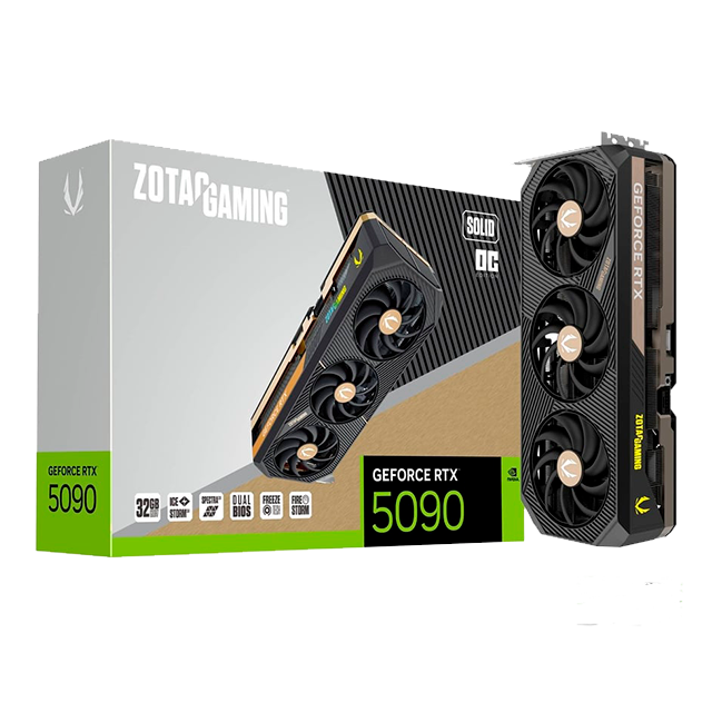 Tarjeta de Video ZOTAC GAMING NVIDIA GeForce RTX 5090 SOLID OC, 32GB GDDR7, PCIe 5.0, Triple Fan – ZT-B50900J-10P