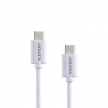 Cable ADATA USB-C a USB-C, Blanco, 2 Metros, 100W, Nylon Trenzado, USB 2.0 - CACC-200PN-WH