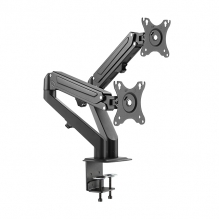Soporte Dual de Brazo para Monitor Ovaltech OVM-D1727, Hasta 27", Sistema VESA, Inclinación +90° a -45°, Giro 360°, Gestión de Cables - OVM-D1727