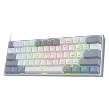 Teclado Gamer Mecánico 60% Redragon Fizz Rainbow, Switches Redragon Blue, Alámbrico, Iluminación RGB, Ingles - K617-R WG