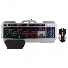 Combo de Teclado y Mouse Gamer Naceb NA-0911, Alámbrico, 3,200 DPI, Base metálica, Membrana, Español - NA-0911