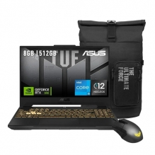 Laptop Asus Tuf Gaming F15, 15.6", 144Hz, Intel Core i5-12500H, 8GB DDR4, RTX 3050, 512GB SSD NVMe M.2, Incluye mochila y mouse de regalo - FX507ZC4-HN108W