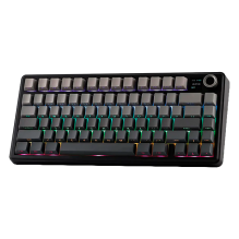 Teclado Mec&aacute;nico Aula F75 MAX Wireless, 70%, pantalla integrada, triple conexi&oacute;n, switches Reaper, gasket, RGB, negro/gris &ndash; 8500-0052