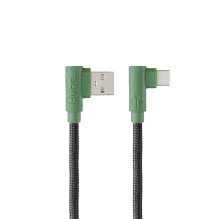 Cable USB-A a USB-C Hune Hiedra Sustentable, Trenzado, Carga R&aacute;pida y Datos, Conector 90&deg;, 1.2 m, Verde Bosque &ndash; AT-ACC-CA-317BOS